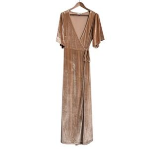 Baltic Born Meghan velvet wrap maxi dress women's 2XL champagne low cut wedding
